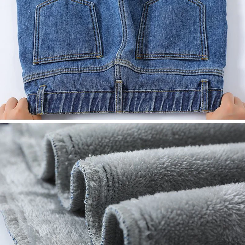 Women Warm Elastic High Waist Denim Pants Winter Casual Plus Velvet Ankle length Vaqueros Korean Thicken Plush Straight Jeans