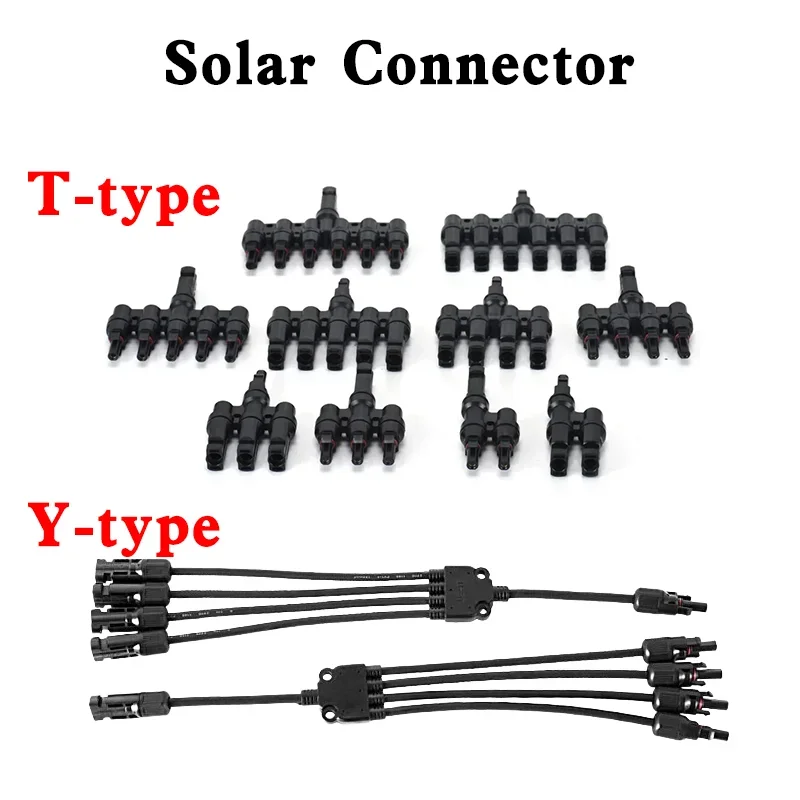 

Photovoltaic Solar PV Connector Y Type T Type 30A 50A 1000V 1500V 3 4 5 6 7 Way Branch Connector Kit Wrench Battery Module Panel