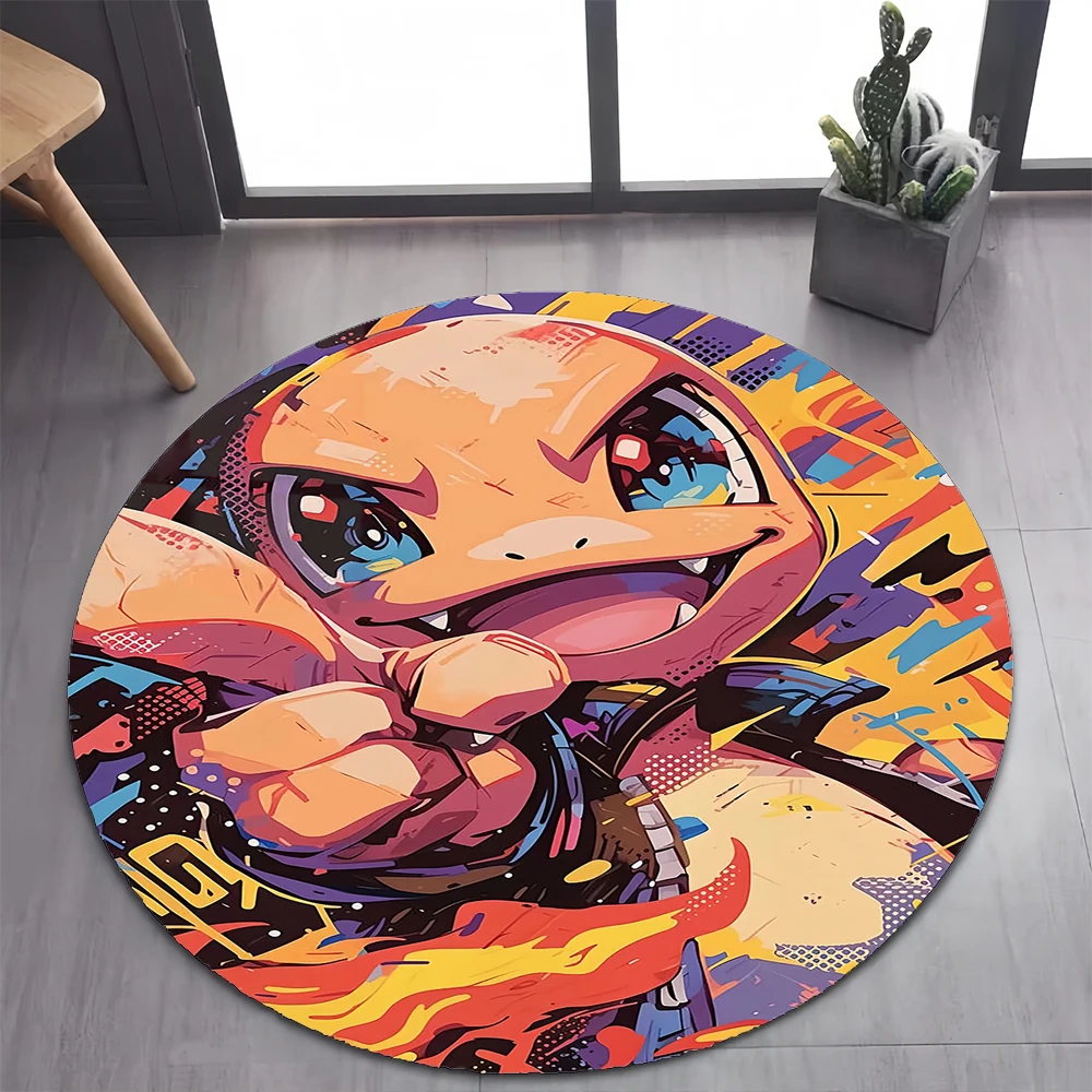 26 Style Charizard Charmander Fire Pokemon Cartoon Dracaufeu Round Carpet Rug for Bedroom Living Room Decoration,Decor Floor Mat