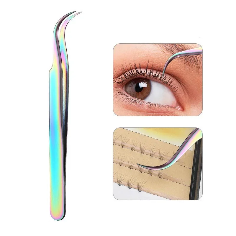 Beauty Makeup Curved Straight Stainless Steel Extension Tools False Eyelashes Eye Lashes Tweezer Clip Applicator
