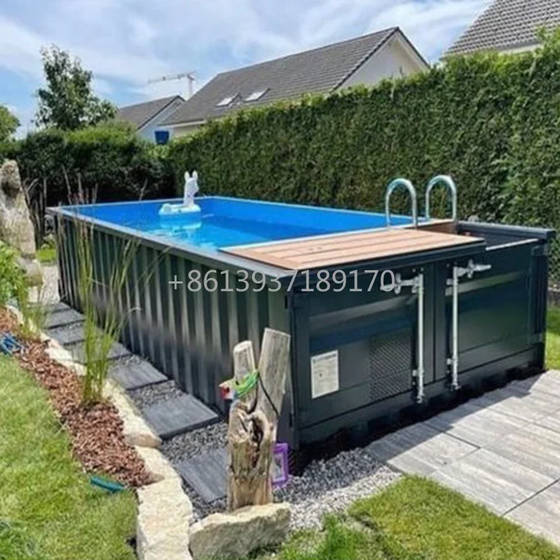 Outdoor Fiberglass Family Backyard Shipping Container Swimming Pool 20ft 40ft Prefab House Pool Container Pool