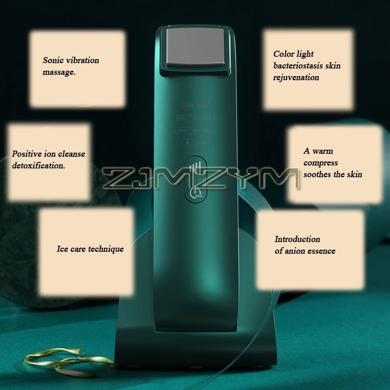 Dispositivo De Beleza De Vibração Acústica, Regulação De Energia De Três Engrenagens Recarregável, Instrumento De Beleza Quente E Fria