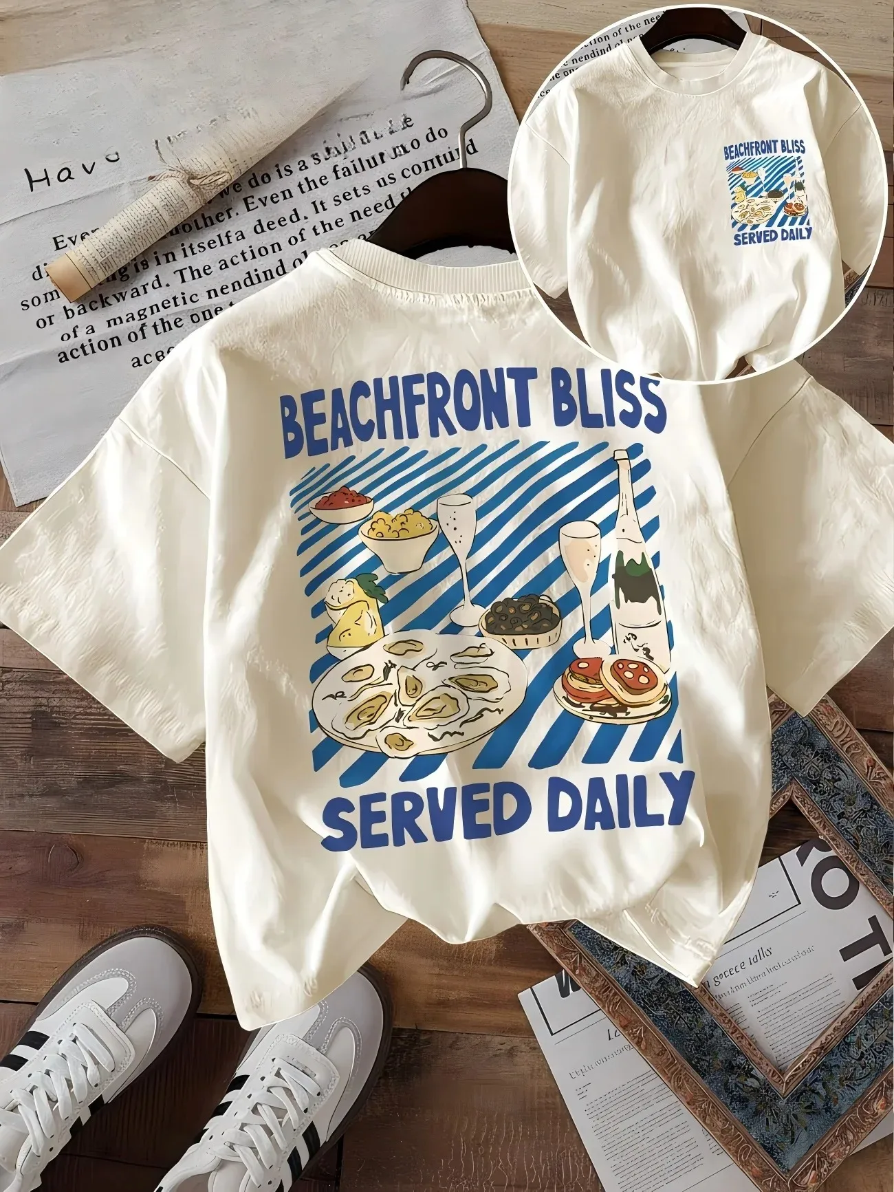 T-shirt graphique Beachfront Bliss pour enfants, t-shirt de style italien méditerranéen d'été, t-shirt à manches courtes de style vintage Harajuku