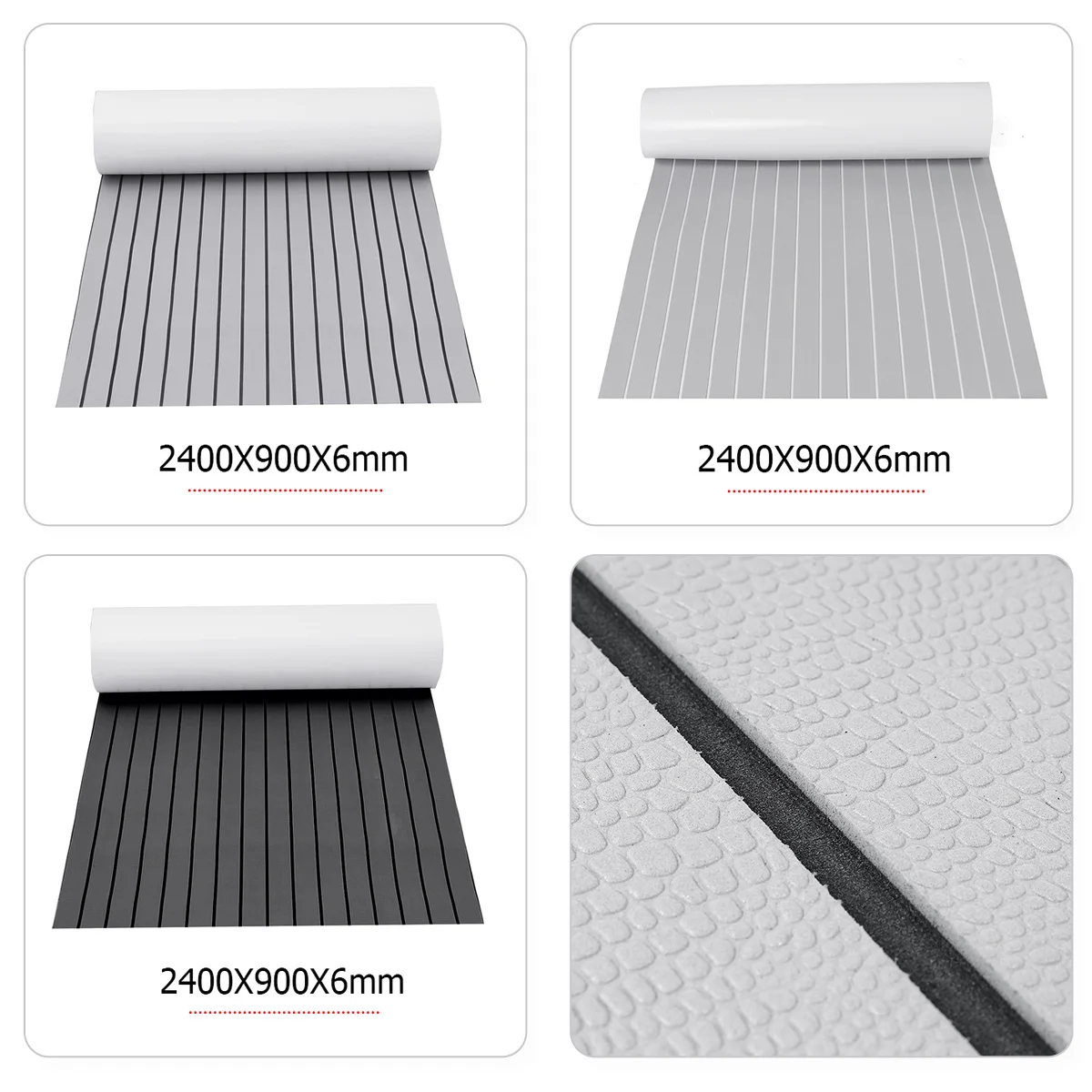 Self-Adhesive Foam Teak Decking EVA Foam Marine Flooring Faux Boat Decking Sheet Accessories Marine Gray Brown 2400x900x6mm