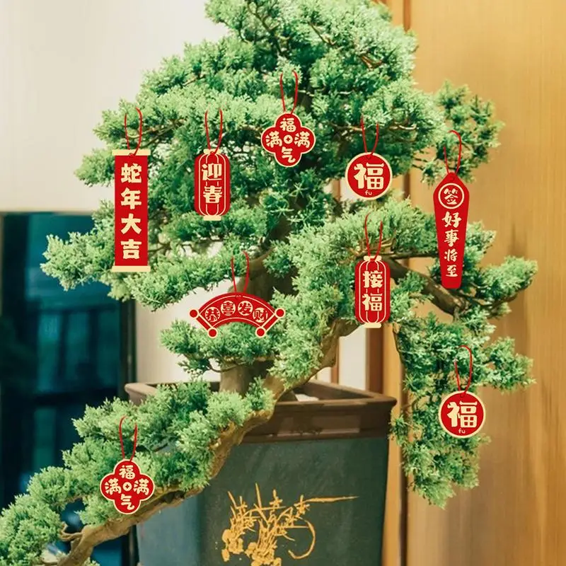 مجموعة زينة السنة الصينية الجديدة 16X قلادة على شكل ثعبان صيني تقليدي لاكي فو زينة السنة الجديدة قلادة ورقية باللون الأخضر