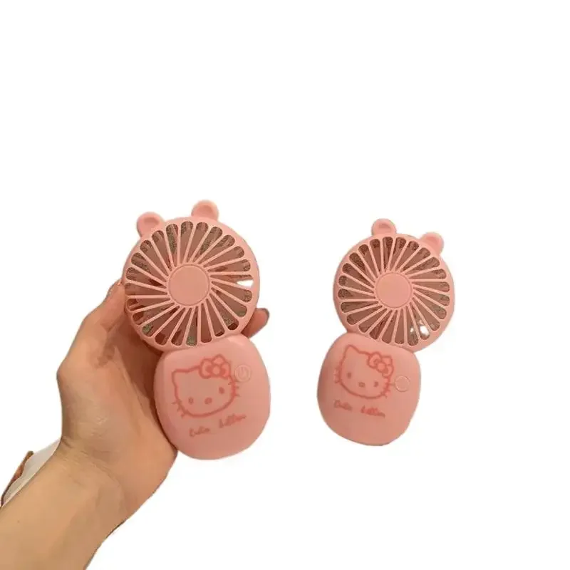 1 Set Anime Kawaii Cute KT Cat Portable Outdoor Usb Small Fan Cartoon HelloKitty Small Fan Handheld High-Value Fan