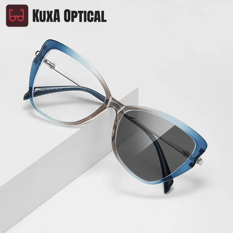 

XUKA New Style Design Women's Anti-Blue Light Photochromic Glasses Customizable PrescriptionPersonalized Butterfly Large Frame