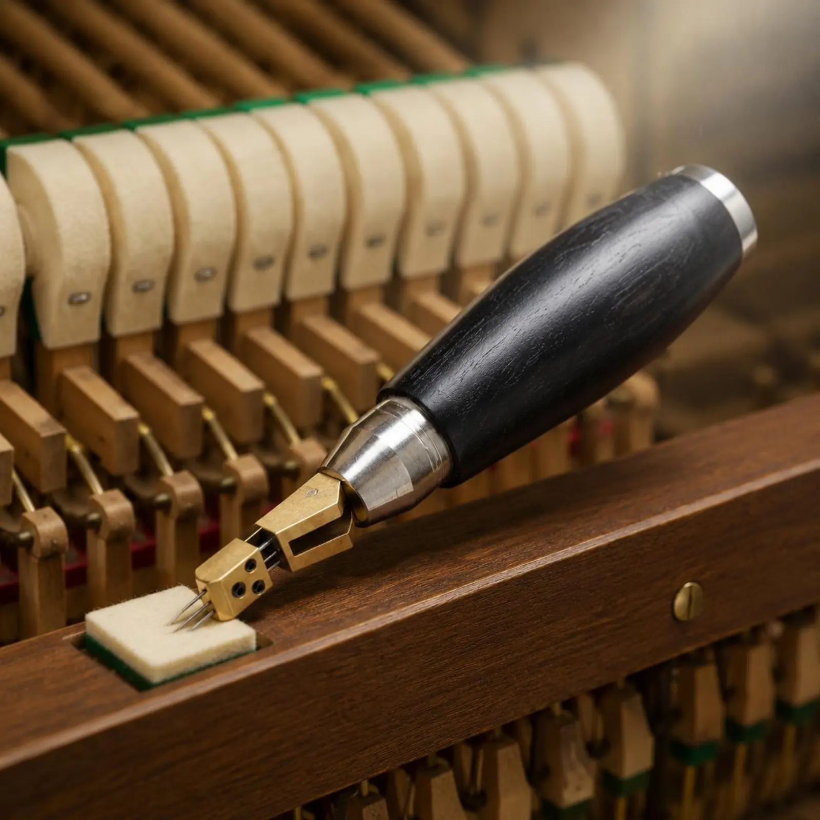 Piano Tuning Hammer Ebony Handle Rotating Piano Tuning Pin Tool Music Gear 3-Position Long-Lasting Steel Head for Repair Shop