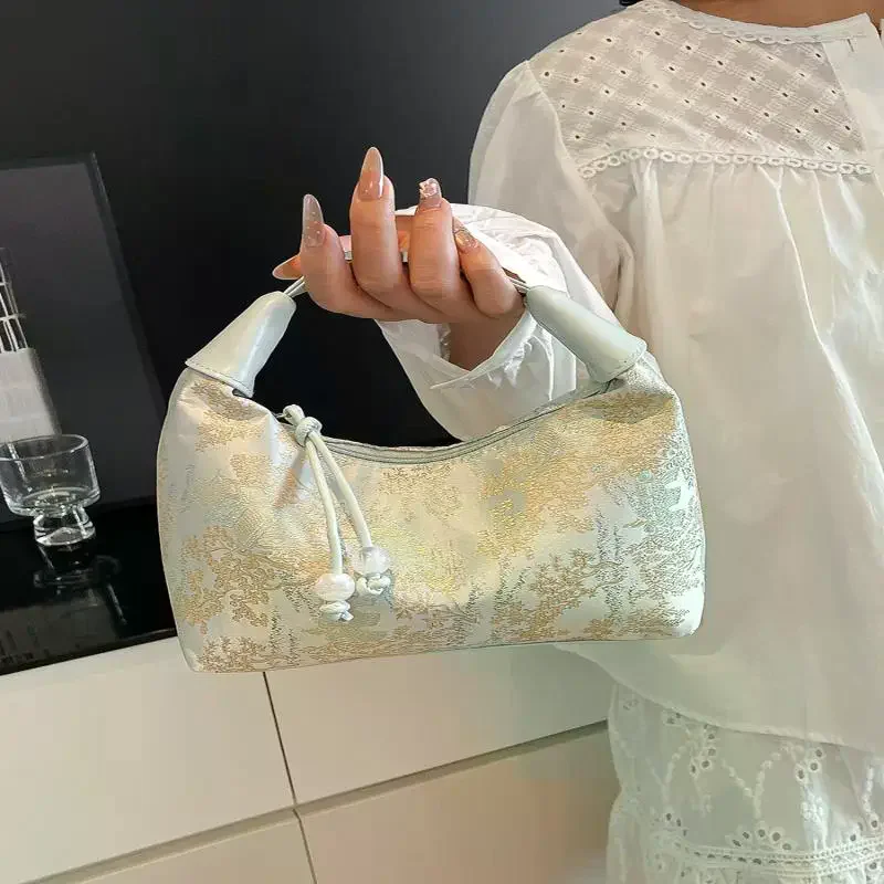 

Casual Embroidered Chinese Style Handbag Purses Canvas Hanfu Embroidery Handbag Zipper Crossbody Bag Cheongsam Bag Party