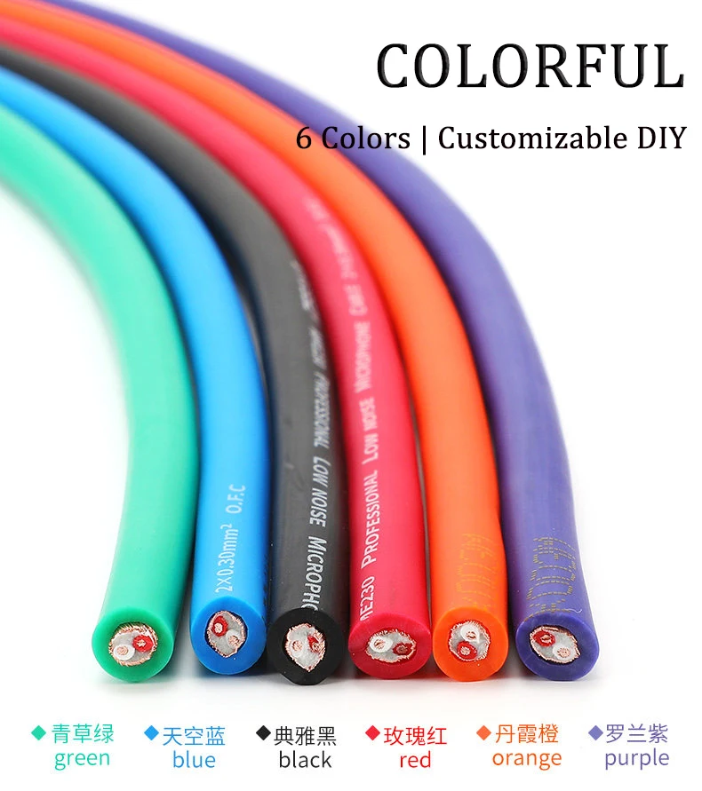 Hi-Fi DIY Microphone Cable, Audiophile Pure Copper Braided Shield, XLR Male to Male Microphone Cord for Mixer/Amp