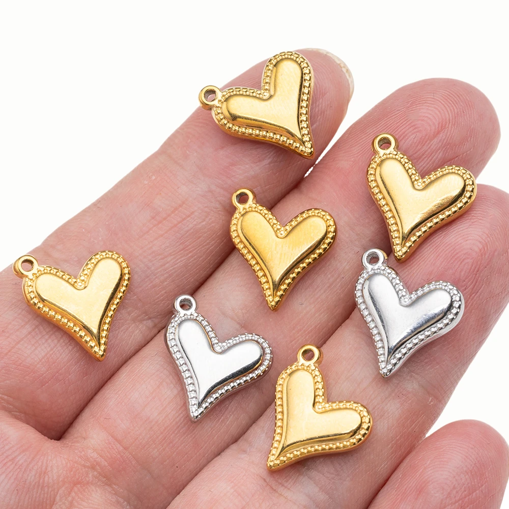5pcs Stainless Steel Gold Love Heart Charms Pendants for DIY Jewelry Findings Women Necklace Bracelets Supplies Earrings Making view 2