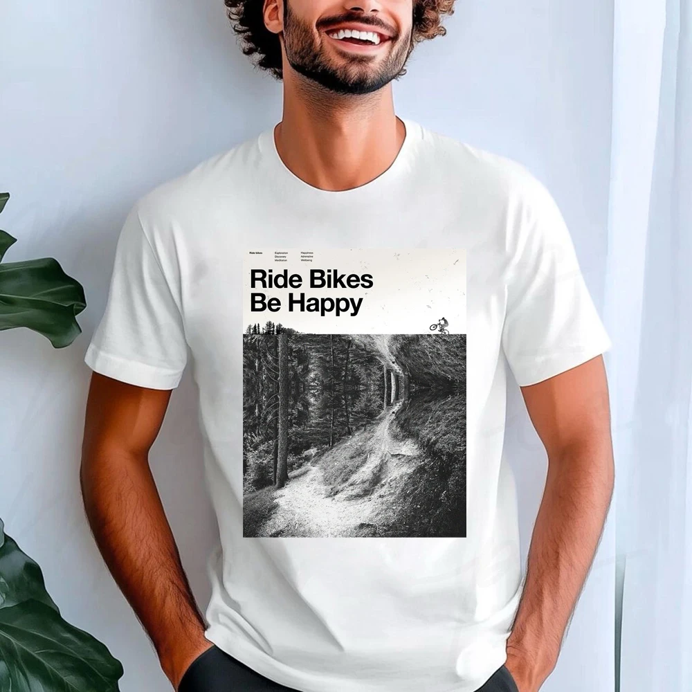 

FPACE Ride Bikes Be Happy Mountain Bike T-shirt Graphic Happy Runner Men t shirt Hip Hop Men's Clothing Women Oversized t-shirt