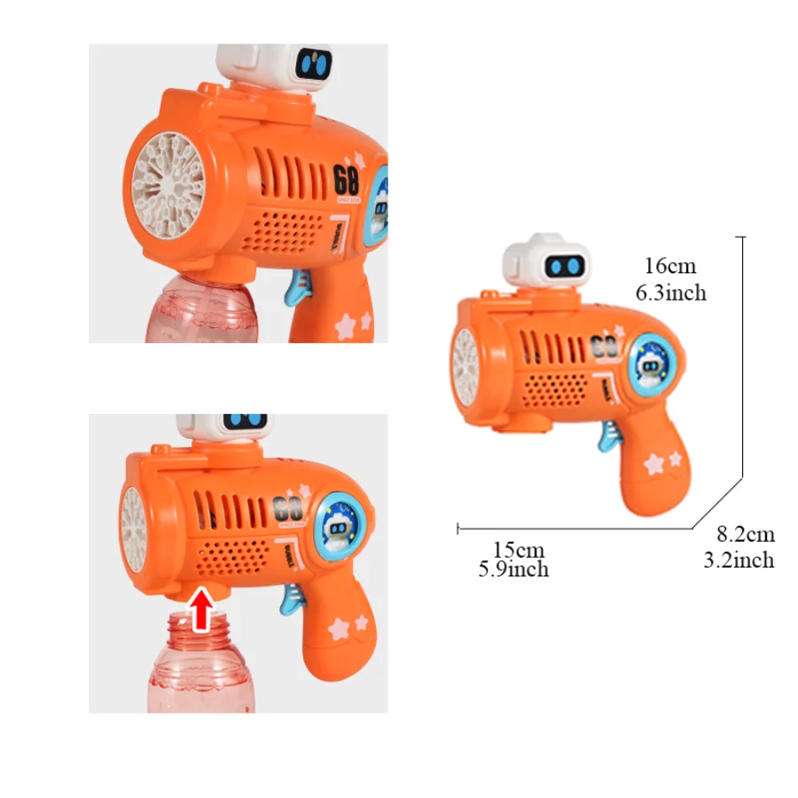 32 Holes Space Alien Bubble Machine Motorized Bubble Blowing Self Suction Rotating Outdoor Handheld  Bubble Gun Suitable for Out