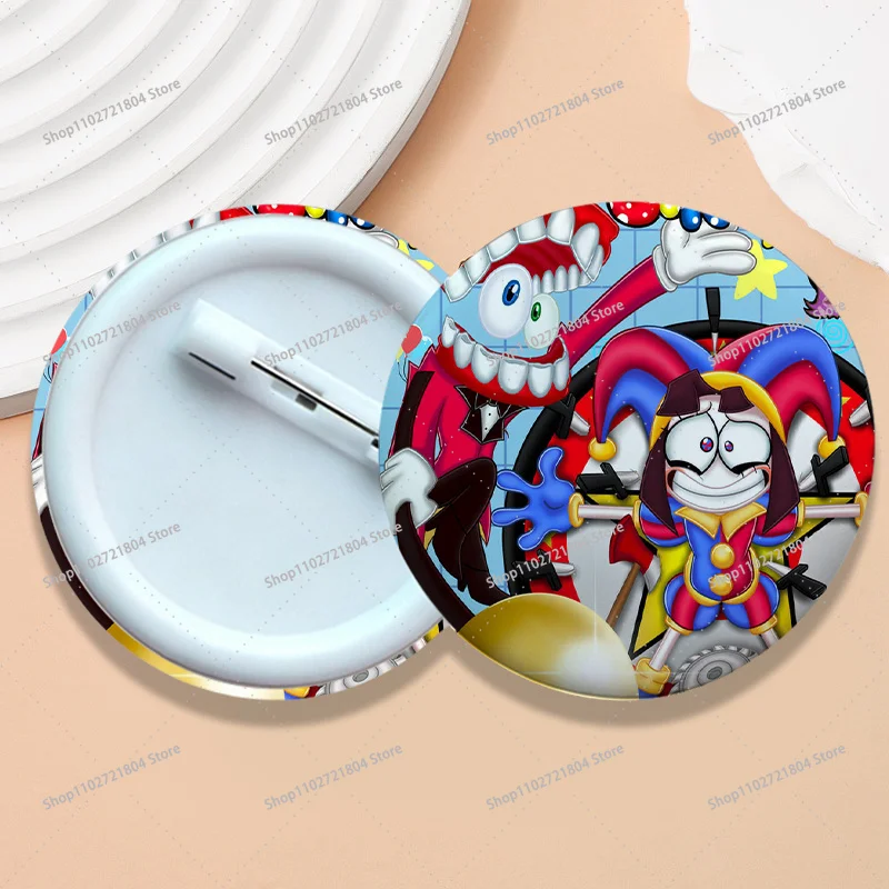 The Amazing Digital Circus 58mm Round Badge for Backpack Clothing Anime Cartoon Fashion Badges Students Decorative Badge Gifts view 3