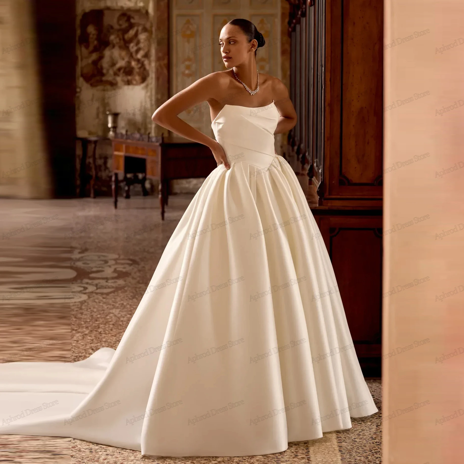 فساتين زفاف كلاسيكية زي العرائس البسيط مثير بدون حمالات بدون ظهر رداء للحفلات الرسمية فيستدوس دي نوفيا مخصص 2026 #1