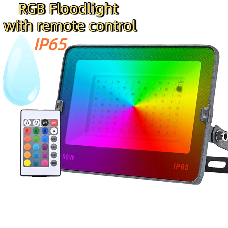 

RGB прожекторы уличный водонепроницаемый прожектор с дистанционным управлением 10 Вт/30 Вт/50 Вт украшение для садовой вечеринки светодиодные ленты