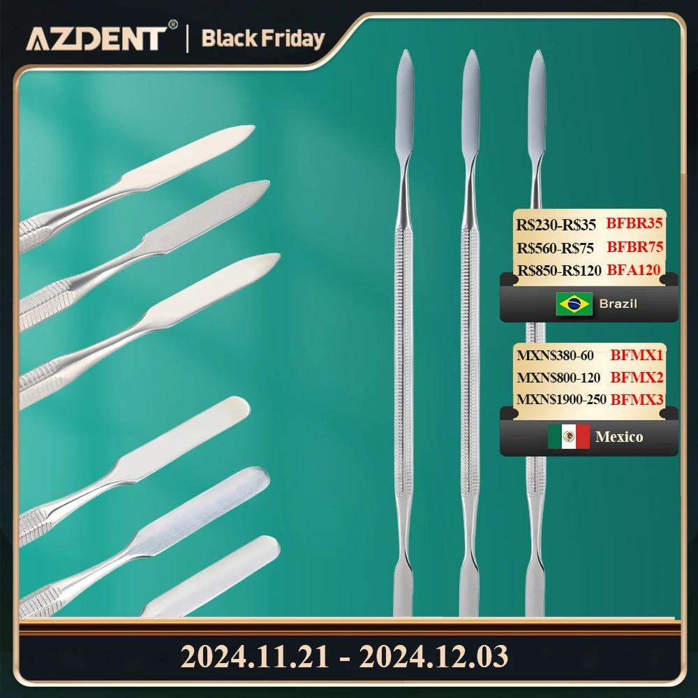 3pcs AZDENT Stainless Steel Mixing Spatula Tool Spatuler  Dental  Mixing Stick Color Tools