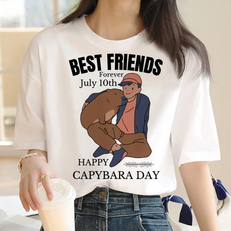 Capybara t shirt mężczyźni vintage grunge estetyczne koszulki ubrania vintage biała koszulka