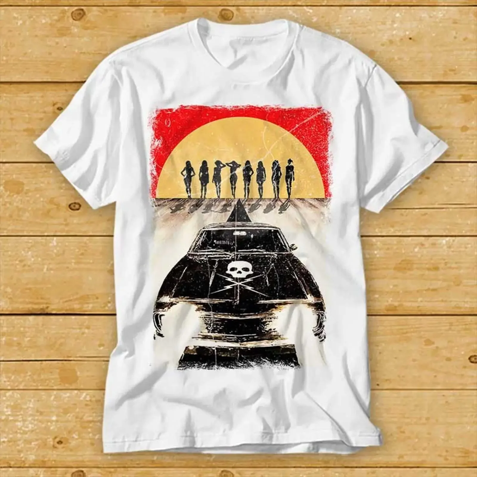 デス・プルーフ-タランティーノ-グラインドハウス-カルト映画-レトロ-ヴィンテージ-スカル-カー-カジュアル-tシャツ-ヴィンテージ-ウォッシュド-ストリートウェア-通気性-ソフト