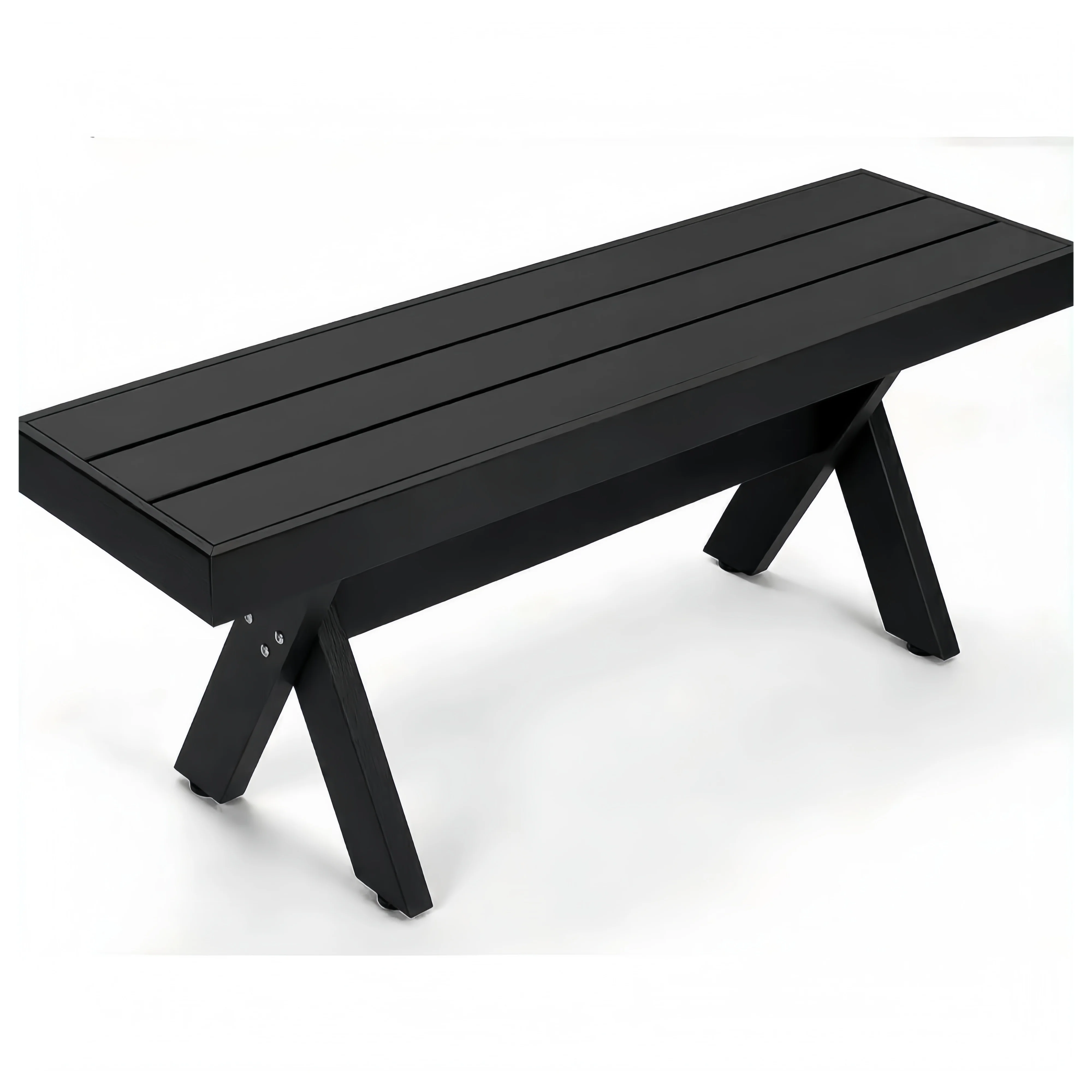 Outdoor bench, wood-grain double-person garden bench, resistant to wind and rain, not prone to rot or fade, black