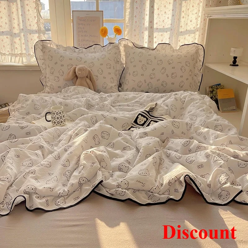 

Cloud Kapok Knitted Cotton Sheet Summer Quilt printing Xia Liang Quilt Air Conditioning Quilt Four-piece Set