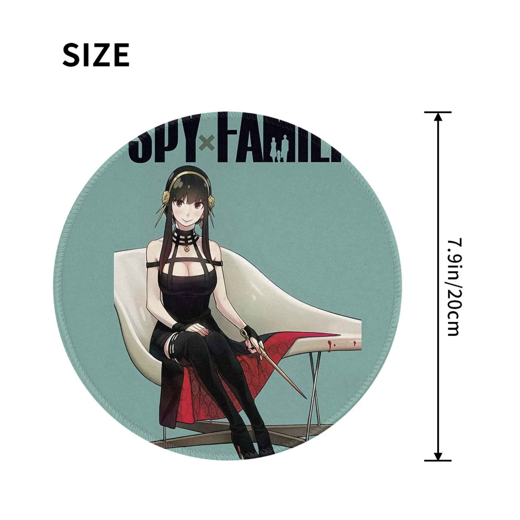 SPY×FAMILY لوحة ماوس صغيرة مستديرة سجادة مضادة للانزلاق سطح المكتب 8in لعبة الكمبيوتر حصيرة الألعاب المطاط ماوس حصيرة