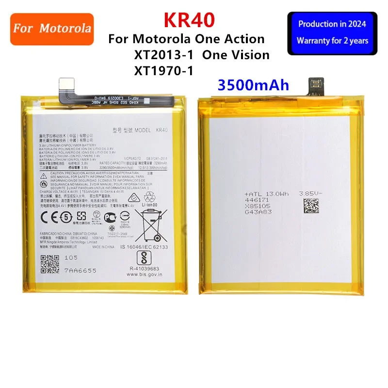 

100% Original KR40 3500mAh Battery For Motorola Moto One Action XT2013-1 / One Vision XT1970-1 Phone Batteries