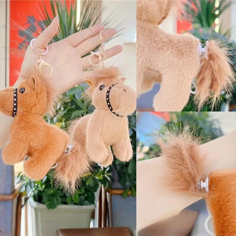

1 шт. Милый брелок-подвеска для сумки, плюшевая кукла-пони с пушистым хвостом, креативный мультяшный плюшевый брелок-лошадка, аксессуар для рюкзака