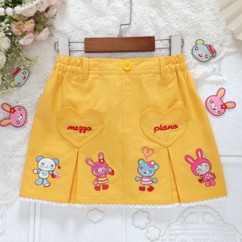 Japanese Soft Girl Daughter Clothing Cartoon Mp Sweet Girl Cute Core Rabbit Pleated Skirt Autumn New All Match Y2k Skirt