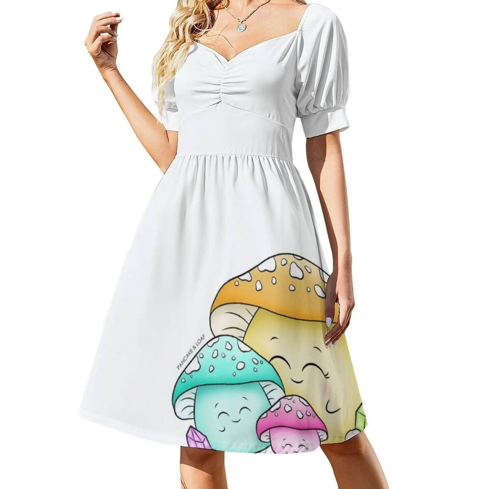 فستان حفلات نسائي من Mama And Baby Mushrooms ملابس عصرية مطبوعة للنادي للسيدات على شكل فطر لطيف
