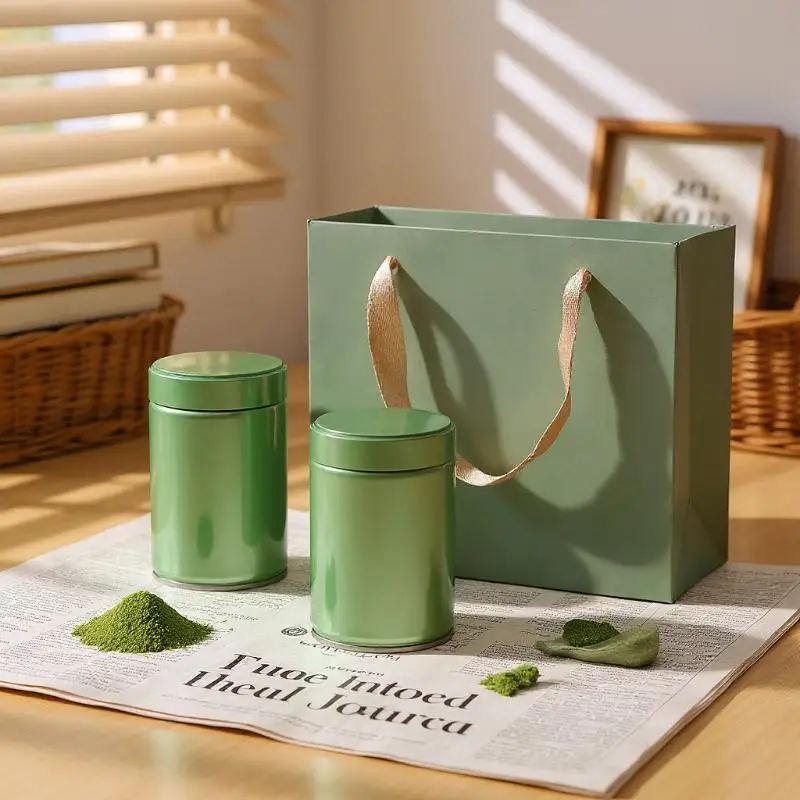 Airtight Tinplate Tea Canister Storage Container For Leaf Tea Bags Matcha Powder Sealed Pantry Organizer Kitchen Tea