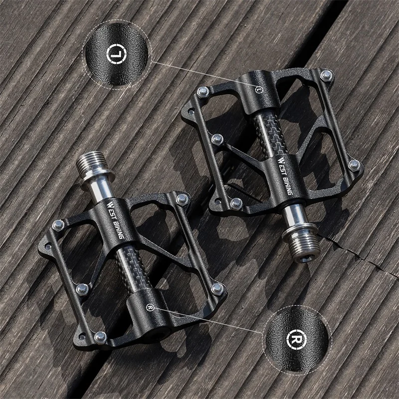 WEST BIKING-Pedal ultraligero de Titanio/CR-MO, 3 rodamientos, antideslizante, accesorios para bicicleta de carretera y montaña