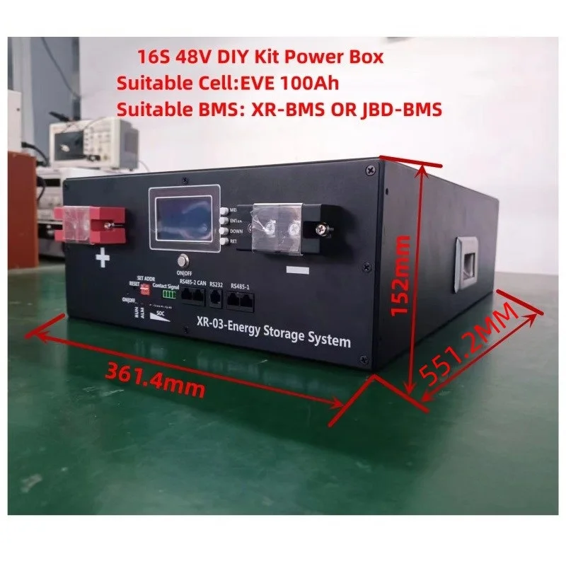 For EVE 100AH LiFePO4 Battery Bank  Box/Case DIY Component DALY  JBD 100A 200A  BMS with Bluetooth RS23 CAN  RS485 to Inverter