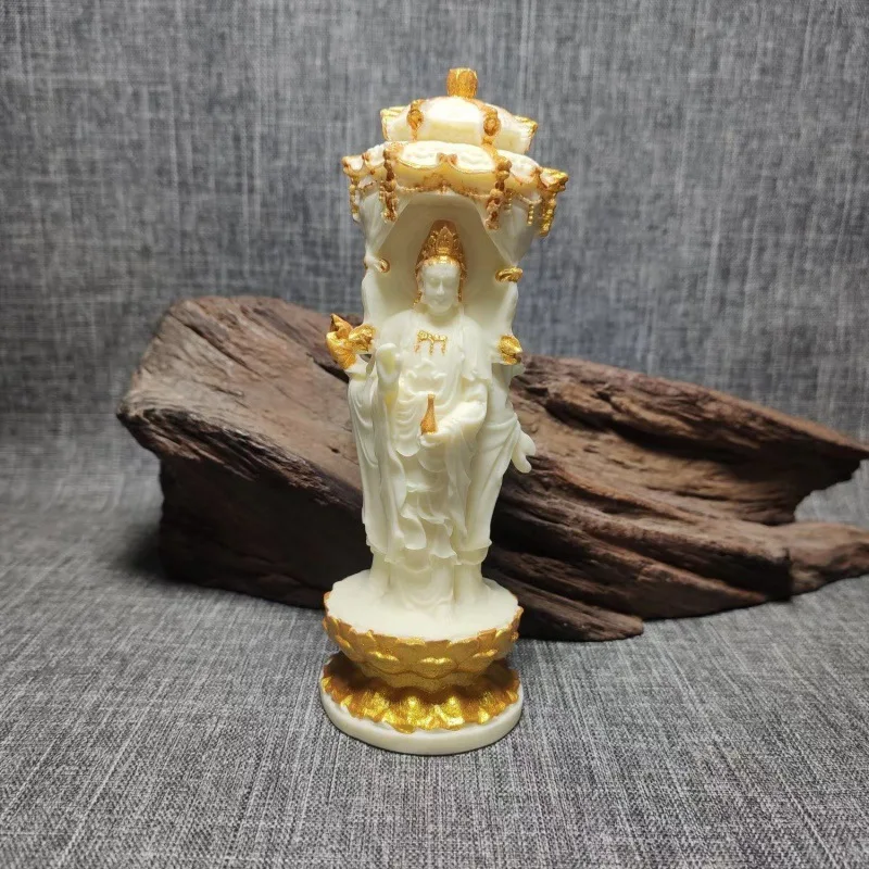 Factory Direct Supply Ivory Nut Gold-Plated Western Trinity Ornaments Amituo Guanyin Bodhisattva Home Ornaments Gift Box