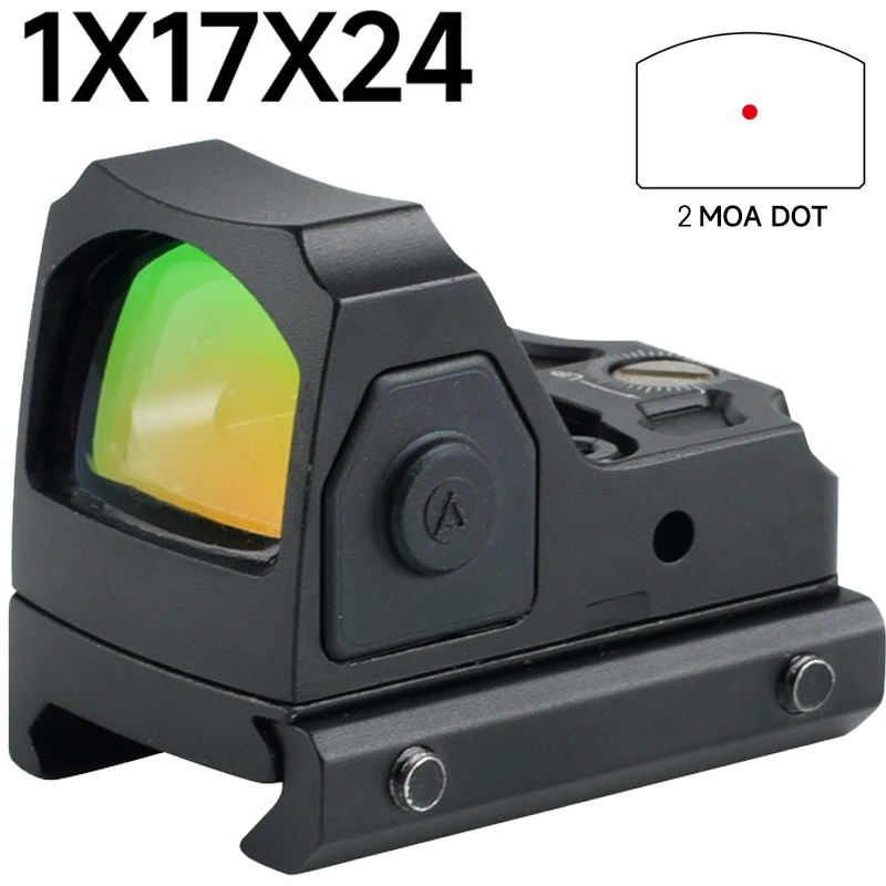 

1x17x24 Red Dot Sight 2MOA with Motion Sensor&Auto Shutdown Riflescope Metal HD Scope Anti Recoil for Pistol Glock 17 AR15 9MM