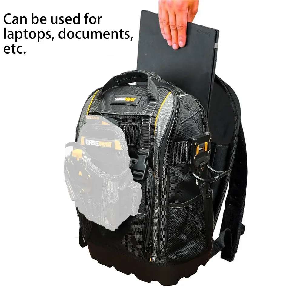 Imagem -03 - Multi-bolsos Impermeável Ferramenta Mochila com Fundo de Borracha Ferramenta Resistente à Perfuração Bolsa Heavy Duty Eletricista Tool Organizer