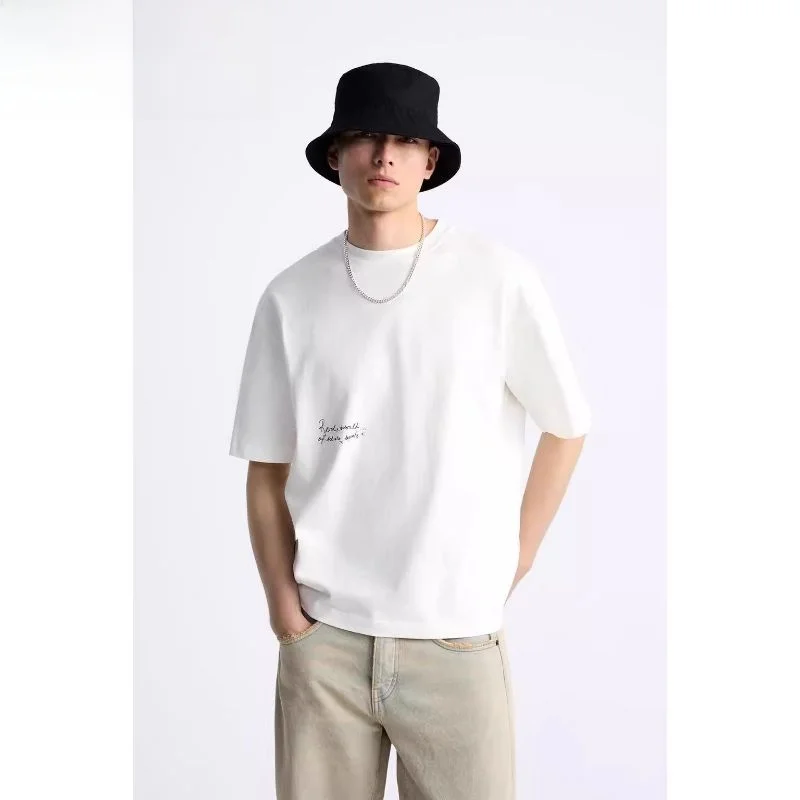 

Лето 2024, мужская свободная футболка с принтом American Sle ort Sve, цветная футболка Blo Busin, повседневная, круглая, из полиэфирного волокна