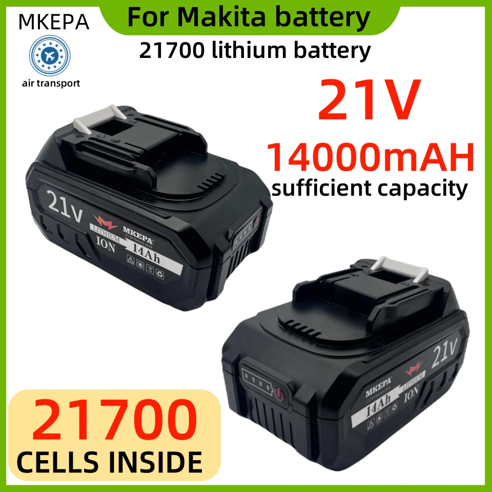 21v 14000mAh 21700 Rechargeable Lithium Battery for Brushless Chainsaw Electric Drill Electric Wrench for Makita 21V B series