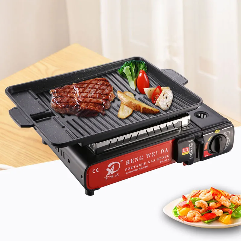 Korean Grill Pan Non-stick Bakeware Smokeless Barbecue Tray Stovetop Plate for Kitchen Indoor Outdoor Party Camping BBQ Grilling