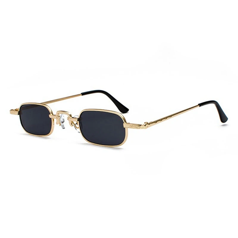 2 Pcs Retro Punk Glasses Clear Square Sunglasses Female Retro Sunglasses Men Metal Frame, Black Gray + Gold & Red