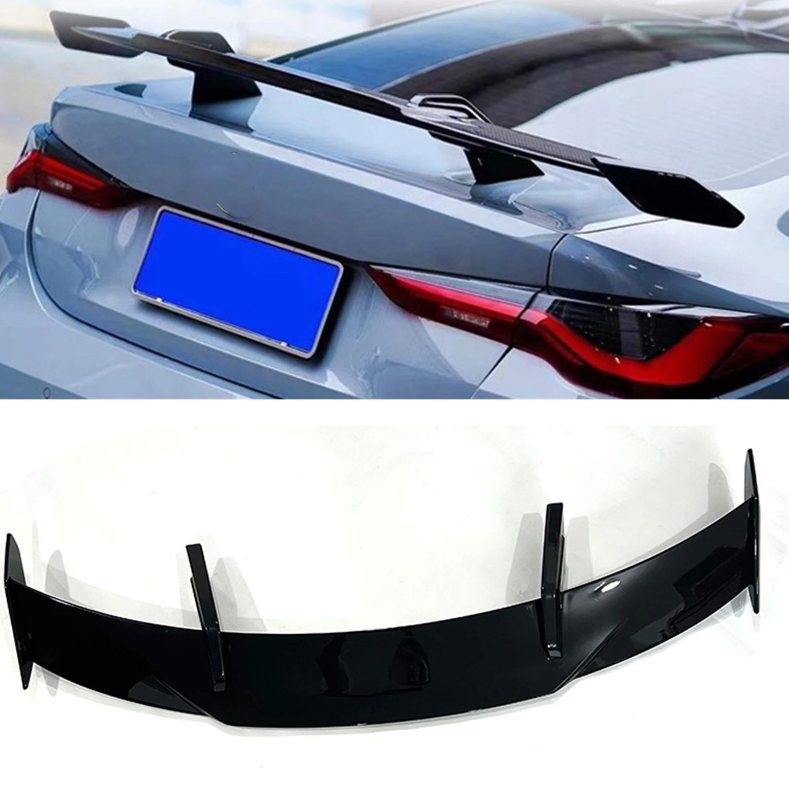 Gloss Black Car Rear Trunk Spoiler Wing Flap Splitter Lip For BMW M3 G80 Saloon M4 G82 Coupe 2020-2022