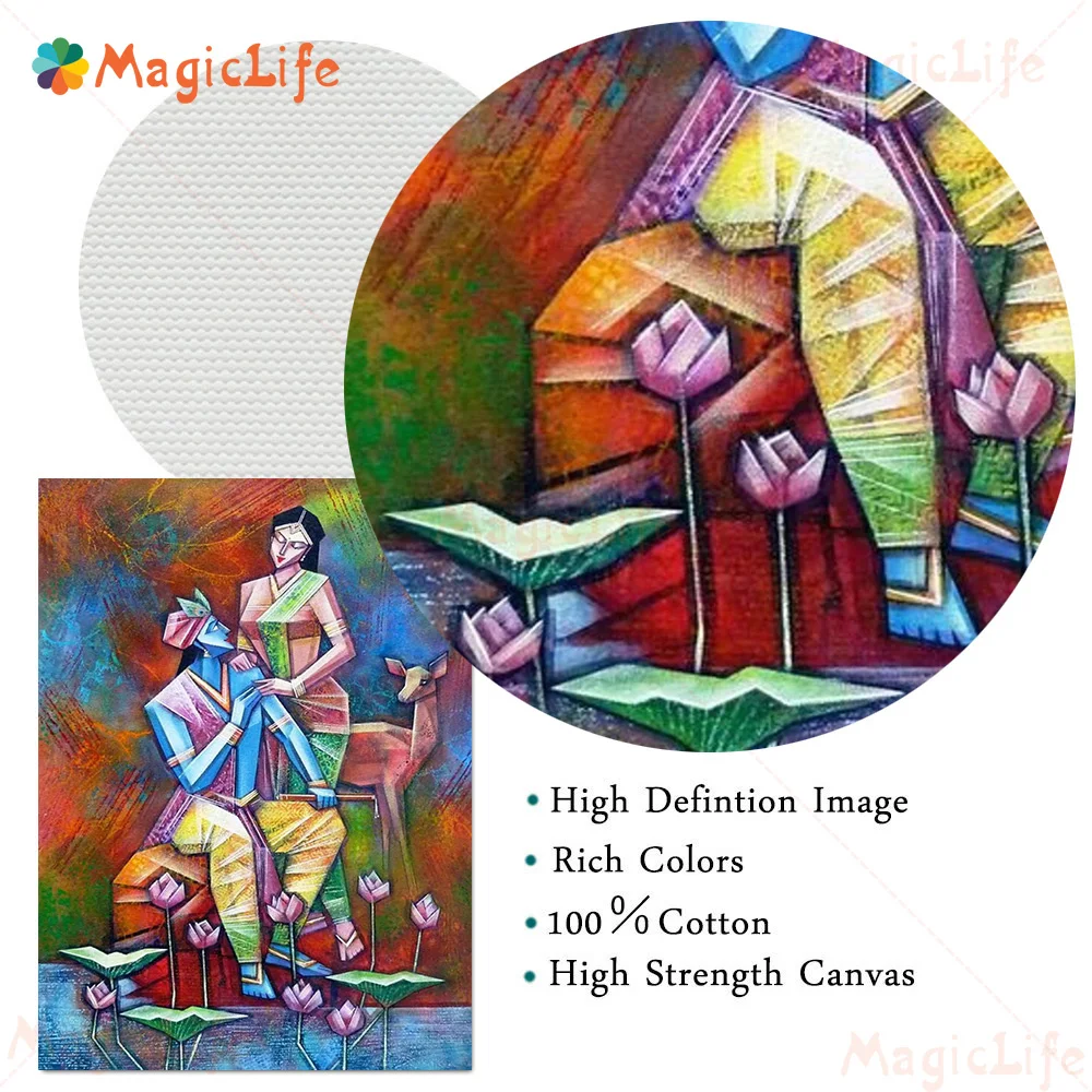 Indian Religion Radha Krishna Devi Shakti Saraswati Wall Pictures For Living Room Poster Wall Art Canvas Painting Unframed