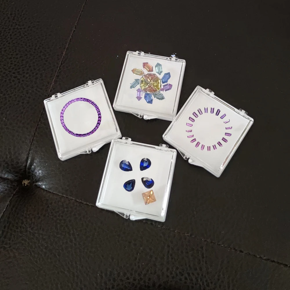 10 قطعة صندوق تخزين الأحجار الكريمة العائمة جوهرة عرض المنظم واضح لاصق فضفاض الماس حجر الزركون تشيكوسلوفاكيا صناديق تغليف المجوهرات
