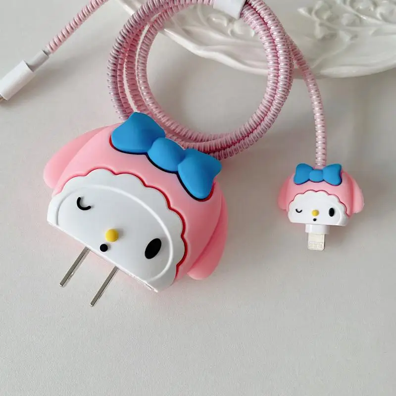 Kawaii Cartoon Animation My Melody Sanrio Charger Data Cable Anti-Break Four-Piece Set of Winding Rope Cute Personality