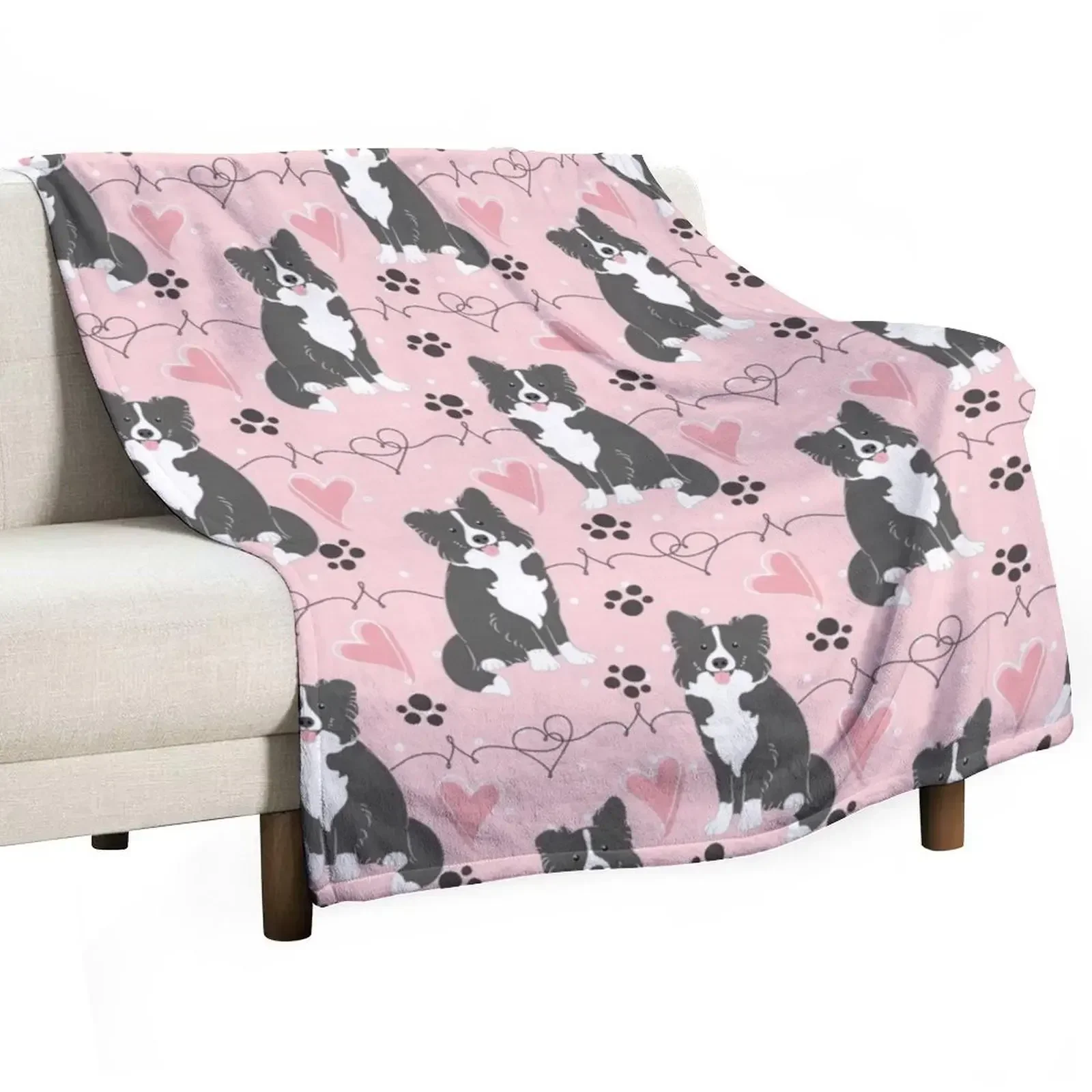 

LOVE Border Collie - Black and White 2 Throw Blanket Luxury St for sofa Plaid Soft Plush Plaid Blankets