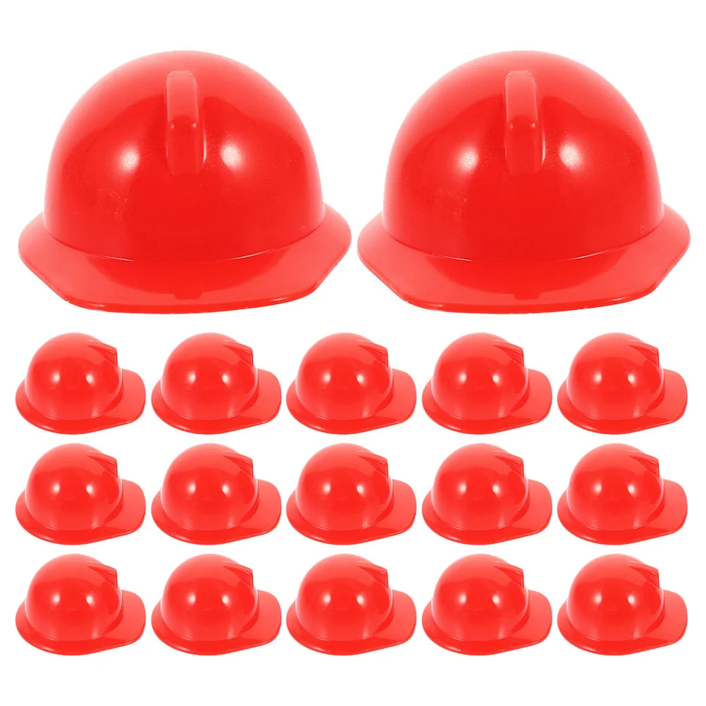 40 Pcs Mini Construction Hat Bird Hats Helmets Miniature Worker Top Plastic Safety Bottle Cap