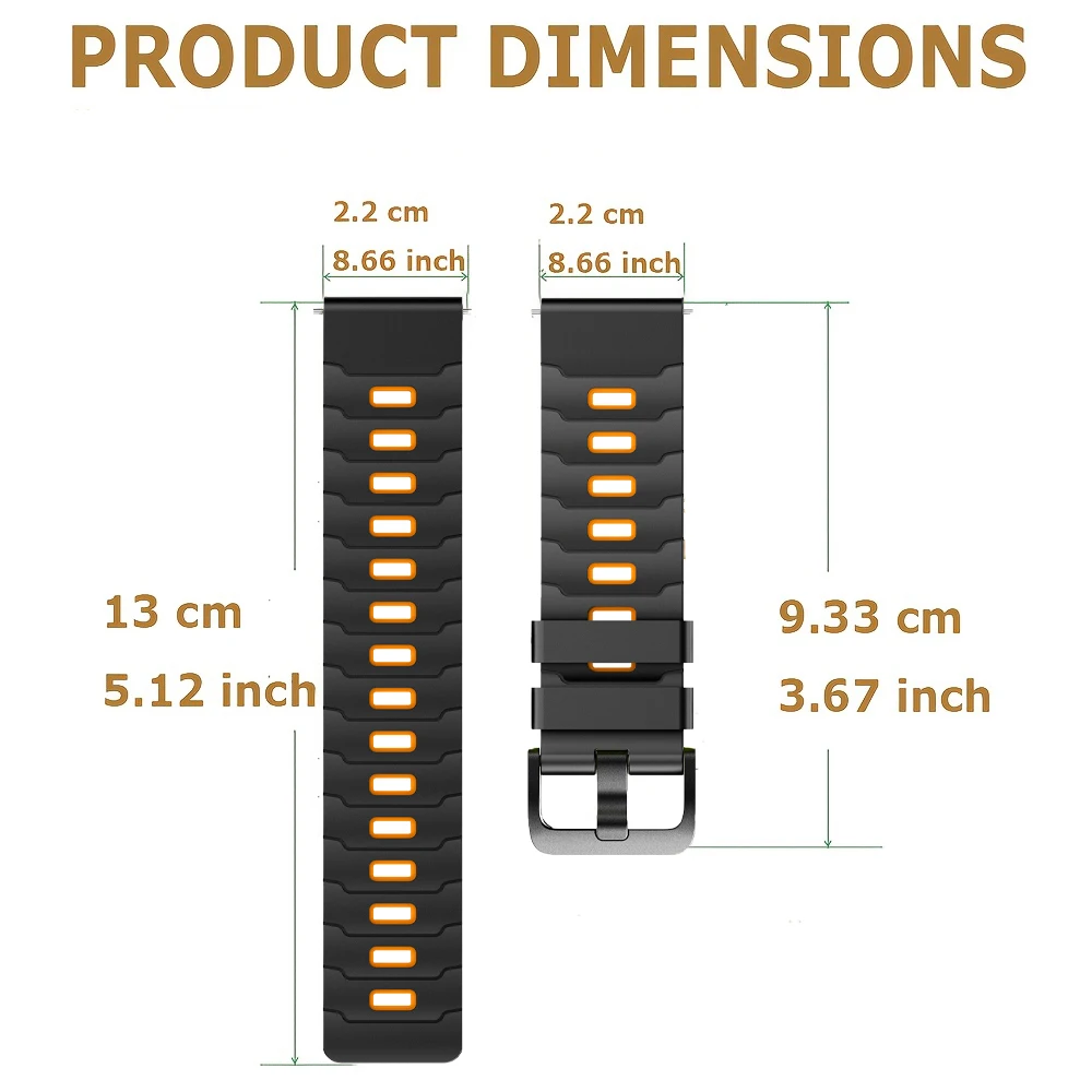 Adjustable 22mm Dual Color Silicone Watch Strap For COROS  PACE4/3/Pro APEX4 Polar Grit X-Pro Vantage M-M2 Replacement Watchband