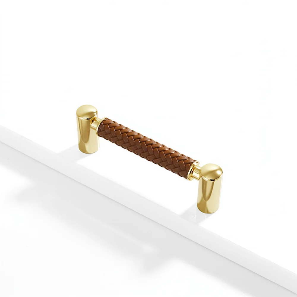 Premium Leather Cabinet Pull Handle Zinc Alloy Drawer Knob Modern Furniture Hardware For Kitchen Wardrobe Door Fitting