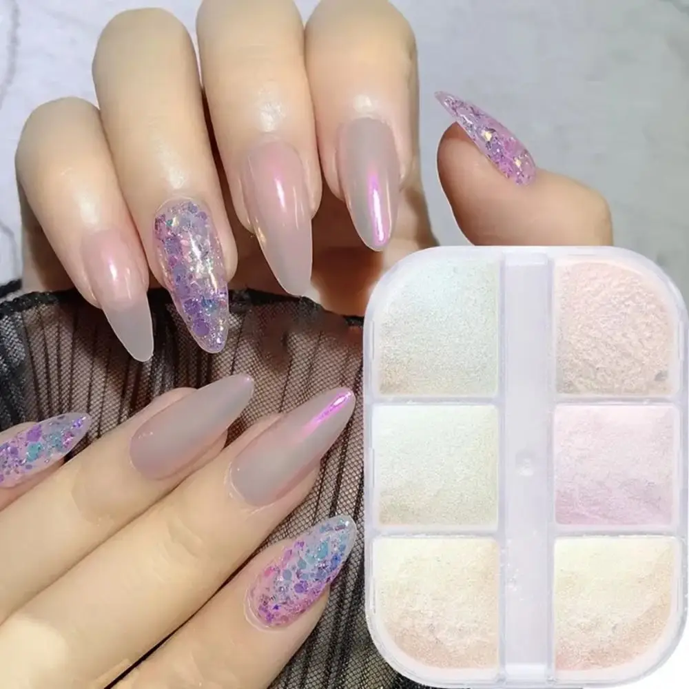 

Shimmering Glittering Aurora Nail Powder Mirror Finish Sparkling Nail Pearl Powder Stunning Long-Lasting Nail Pigment Powder