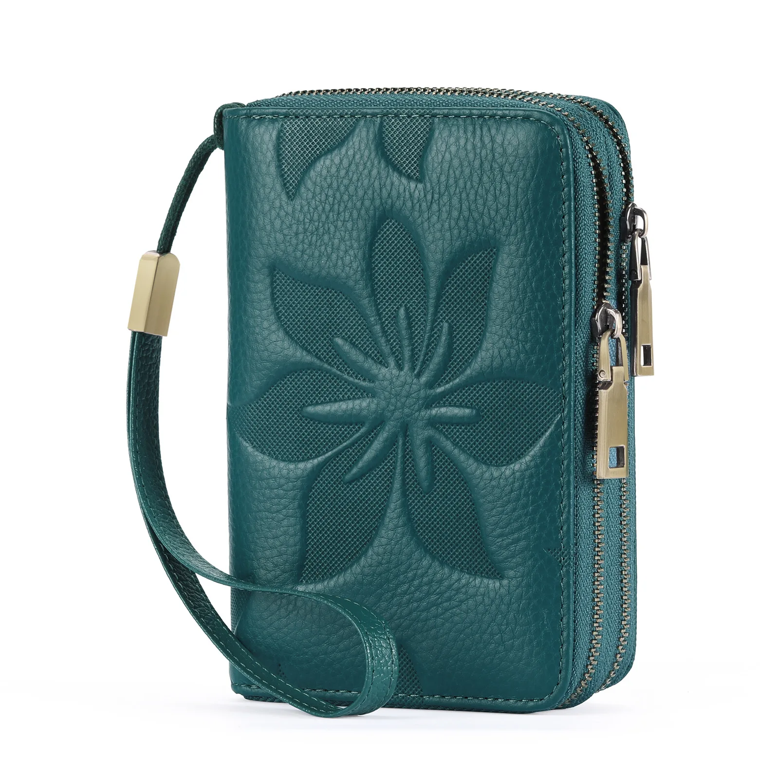 

Кошелек из натуральной коровьей кожи с двойной молнией для женщин, вместительный клатч, многофункциональный органайзер для денег и мелочей